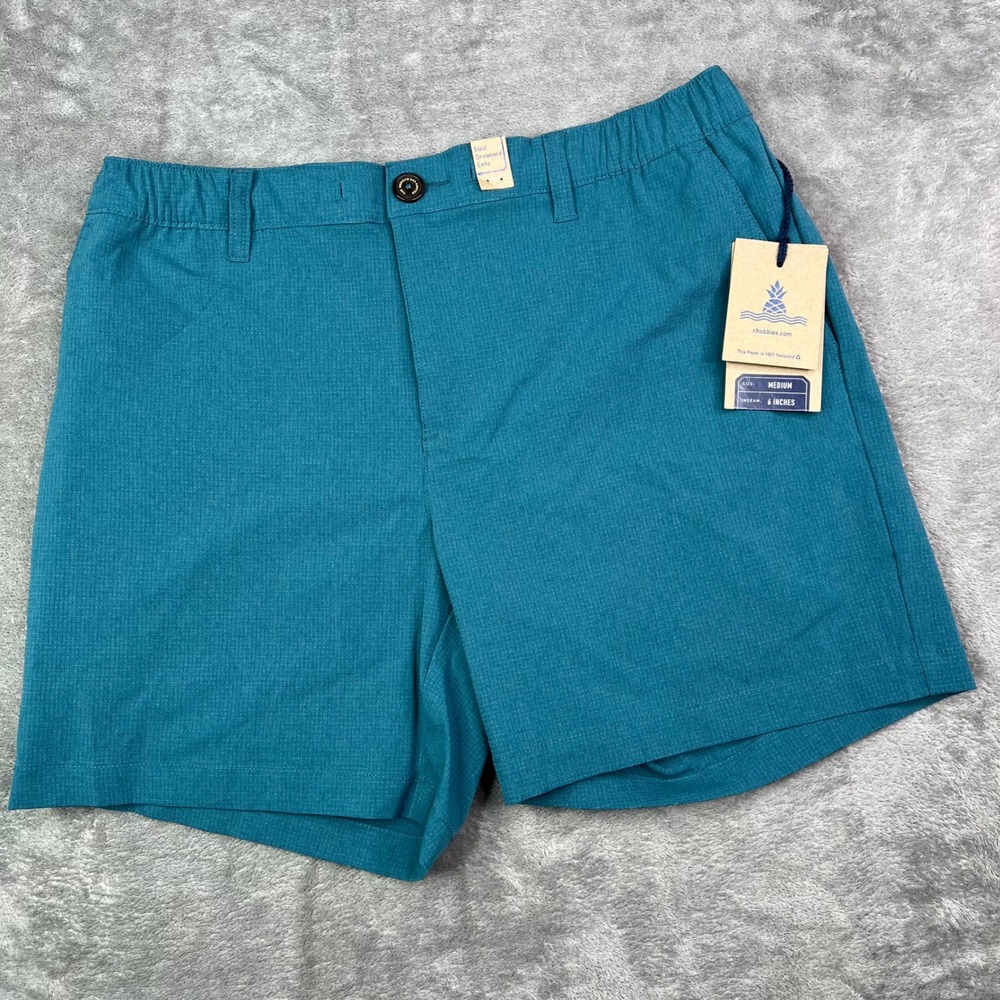 Chubbies Breezetech Everywear Shorts Mens Medium Blue Textured Drawstring Zip